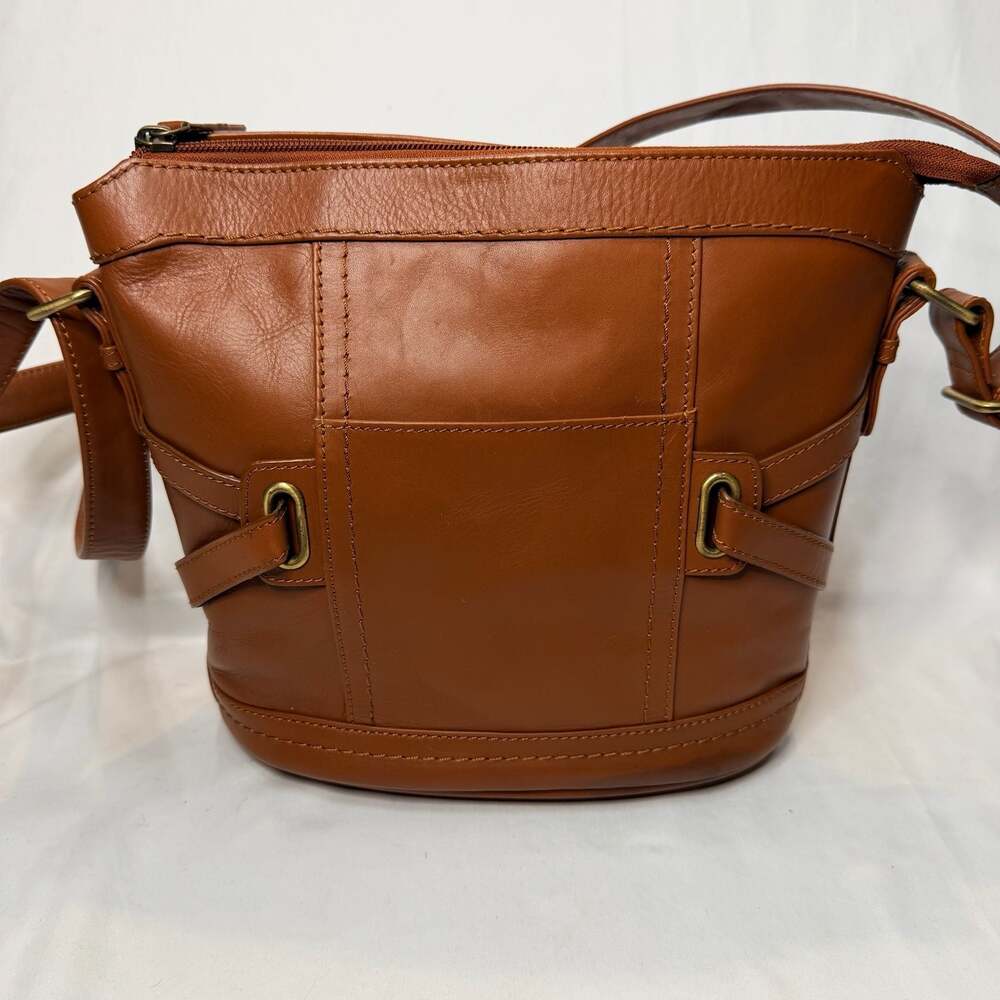Ella Simone Woodstock Brown Leather Crossbody Bucket Bag